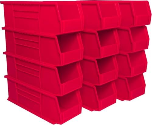 Akro-Mils 30234 AkroBins Plastic Storage Bins, 15"x5"x5", Red, 12-Pack by Akro-Mils