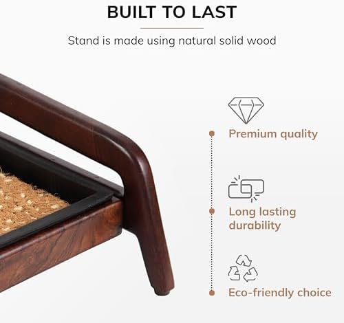 Anji Mountain Heavy Duty Waterproof Wooden Shoe Storage Mat Organizer/Boot Storage Tray Multi Use for Entryway with Coir, Tan and Khaki Insert, 1 Tier, Fits 3 Pair (36.5" Wide) - Image 3