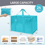TICONN 8 Pack Extra Large Moving Bags Heavy Duty with Zippers & Carrying Handles, Durable Storage Bags Moving Boxes for Closet Organizers and Storage (8 Pack, Aqua) - Image 5