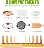 Expandable Bamboo Pot and Pan Organizer Under Cabinet, Holding Rack - Image 4