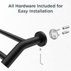 FORIOUS Double Towel Bar 24", Bathroom Towel Holder Rod Wall Mounted Black - Image 7