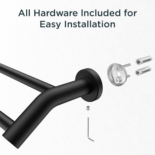 FORIOUS Double Towel Bar 24", Bathroom Towel Holder Rod Wall Mounted Black - Image 7