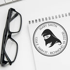 Custom Address Stamper - Personalized Round 1-5/8 Home Stamp, Pre-Inked with 5 Ink Color Options, Ideal for Muslim Community Leaders - Eye-Catching Veil Design, Personalized Religious Stamp - Image 6