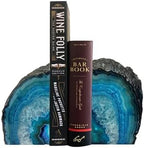 AMOYSTONE Teal Agate Bookends Small Geode Crystal Book Ends for Desk Decor by AMOYSTONE%C2%AE