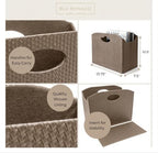 BLU MONACO Magazine Holder - Woven Leather Magazine Basket with Handles - Stylish Rack for Floor or Table - Perfect for Coffee Table, Side Table, Living Room, Reception Desk, or Bathroom (Mushroom) - Image 4