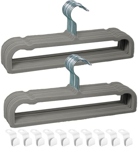 Velvet Hangers Non Slip - 20 Pack Pants Hangers for Grey Felt Hangers by WJWSKI