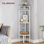 Tajsoon Small Corner Shelf Stand 3 Tier 39.5" with Metal Frame, White - Image 6