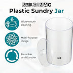 SurgiMac Sundry Jar with Lid, 4.25 x 6.5 Inch, Clear Plastic Storage Container, Compact & Durable, for Cotton Balls & Supplies, 5 Count - Image 4