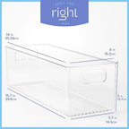 Plastic Food Storage 4 Pack Clear Container Bin with Handles for Organizing Kitchen, Pantry, Fridge, Freezer, Pantry, Bathroom. 14"x6"5" - Image 3