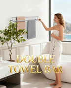 Alise Double Towel Bar,24" Towel Rack for Bathroom Wall Mounted,Chrome - Image 2