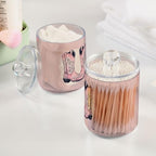 Fustylead 4 Pack Pink Cowgirl Boots with Ornament Plastic Apothecary Jar Set for Cotton Swab, Ball, Pad, Floss, Qtip Holder Dispensers for Bathroom Storage Organizer - Image 4