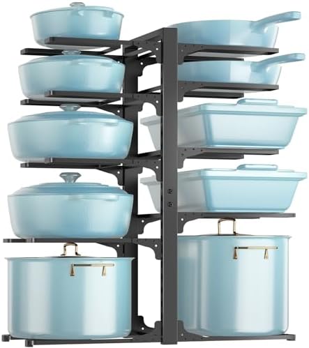 MUDEELA 10-Tier Pots and Pans Organizer Rack, 23.62" H for Cast-iron Pans by MUDEELA