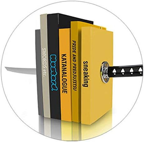 Book Ends Decorative, Modern Metal Funny Unique Black DVD Bookends for Shelves, Katana Book Stopper Holder for Office Home, Desk Gifts Book Stands for Men and Book Lovers - Image 7