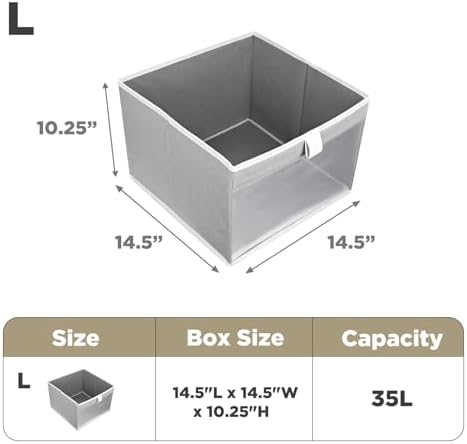 Linen Closet Organizers and Storage, Closet Storage Bins Basket Organizer, Foldable Organization Baskets with Mesh Window for Clothes Towels and Toys, 14.5" x 14.5" x 10.25", Gray, 4 pack - Image 7