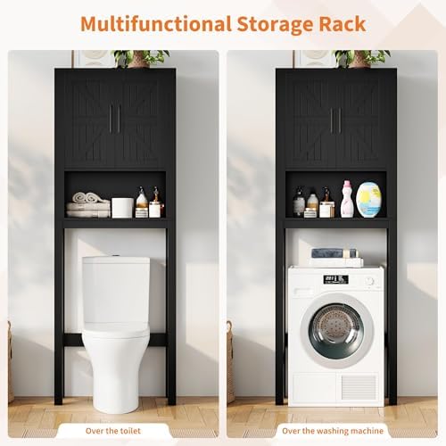 Garvee Over The Toilet Storage Cabinet with Adjustable Shelf, Black - Image 5