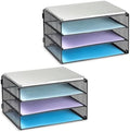 DALTACK 3 Tier Letter Tray Paper Organizer with Sliding Trays Black 2 Pack by DALTACK
