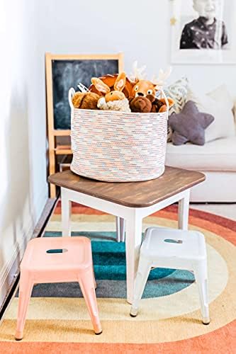 OrganiHaus Round Toy Basket & Blanket Basket, Cotton Rope 20x13" - Image 5