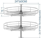 JOWBOOW 24" Chrome Corner Cabinet Lazy Susan, Full Circle Corner Cabinet Lazy Susan Replacement Shelves Rotating Rack for Corner Base Kitchen - Image 5