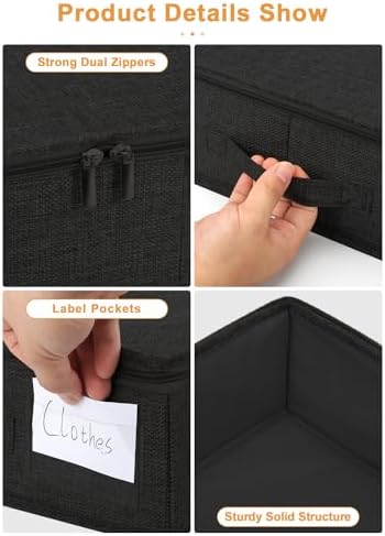 punemi 4.5 in Tall Low Profile Under Bed Storage Containers, 2 Pack, Black - Image 6