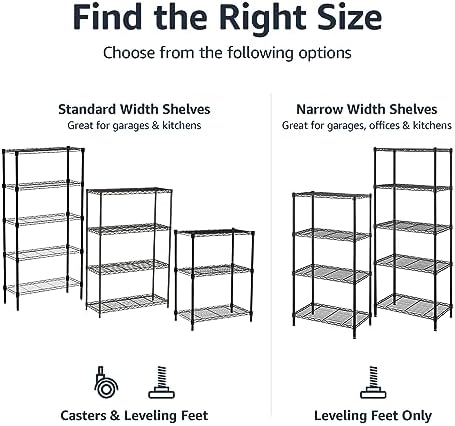 Amazon Basics 4-Shelf Adjustable Heavy Duty Steel Wire Rack Storage Shelving, Sturdy Garage Shelving, 350 lbs Capacity Per Shelf, Easy No-Tool Assembly, 36" x 14" x 54", Black - Image 4