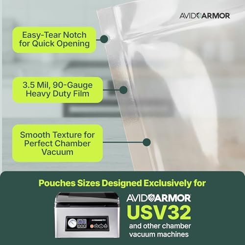 Avid Armor 300 CT Chamber Vacuum Sealer Bags for USV32 – Assorted Sizes (6x10", 8x12", 10x13"), BPA-Free, Reusable, for Food Storage, Sous Vide, and Freezer Preservation - Image 3