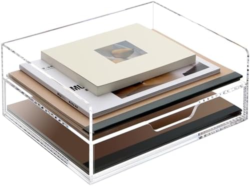 SANRUI Acrylic Desk Organize with Drawer, Stackable File Organizer, 2-Tier by SANRUI