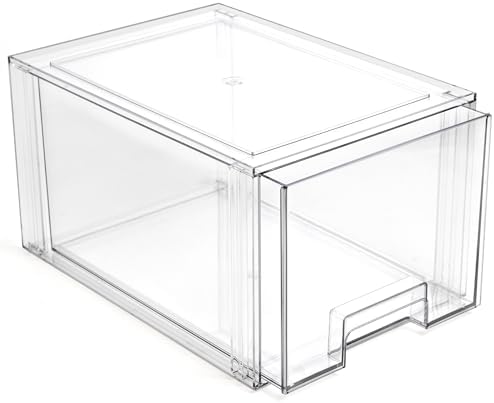 BINO | Stackable Storage Drawers, Tall Large - Clear | THE CRATE COLLECTION | Storage Bins With Drawers | Bathroom Organizers | Under Sink Organizer | Vanity Cabinet Home Organization by BINO