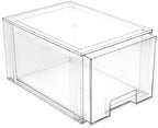 BINO | Stackable Storage Drawers, Tall Large - Clear | THE CRATE COLLECTION | Storage Bins With Drawers | Bathroom Organizers | Under Sink Organizer | Vanity Cabinet Home Organization by BINO