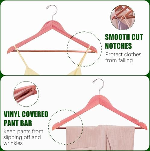Amber Home 60 Pack Cedar Coat Hangers, Wooden Suit Hangers - Image 3