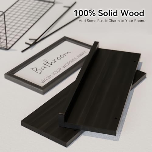 WOPITUES Floating Shelves for Bathroom Decor Art, Modern Black - Image 4
