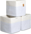NaturalCozy 13x15x13 Kallax Storage Cubes Bins, 3 Pack | Cotton Rope Cube Storage Bin Woven Baskets for Organizing | Kallax Insert Storage Baskets for Shelves Organizer, Kids Toy, Closet Baby Nursery by NaturalCozy