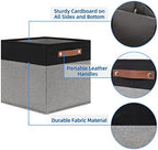 Temary Fabric Cube Storage Bins 12 Inch Decorative Storage Cubes Baskets 4 Pack Foldable Cube Storage Bins for Closet, Shelves (Black&Grey) - Image 3