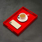 Sturdy Red Acrylic Serving Tray with Handles - 10x15Inch, Coffee, Appetizer, Breakfast, Butler Tray - Kitchen Countertop & Vanity Table Organizer - Image 7