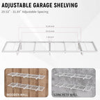 2 Pack Garage Wall Shelving, 46" x 12.5" Heavy Duty Storage Racks, Garage Shelves Wall Mounted with 8 Hooks, 320 LBS Capacity Floating Metal Shelf Organizer for Laundry Room, Basement, Workshop - Image 5