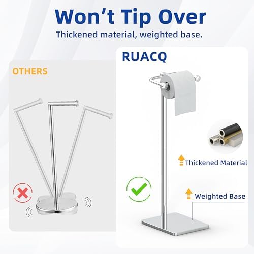 RUACQ Bathroom Toilet Paper Holder Stand, Chrome - Image 5