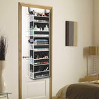 Over The Door Hanging Organizer 5-Shelves and 10 Side Pockets, Over The Door Storage for Bathroom and Bedroom, Back of Door Organizers for Baby Accessories and Kid's Toys (13"x5"x44", Black) - Image 2