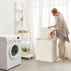 Lifewit Triple Laundry Hamper with Lid, Removable Laundry Bags, Ivory White - Image 6