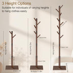 Wooden Coat Rack Freestanding with Stable Square Base,Brown - Image 6