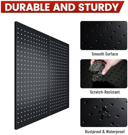 Metal Pegboard Tool Organizer, 12 x 24 in, 30 lb Capacity, 4 Pack - Image 5