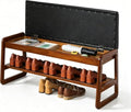 SOBIBO Solid Wood Shoe Rack Bench with Flip-Top Storage, Black, 39.4" by SOBIBO