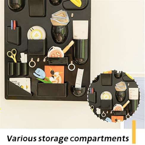 Cute Small Item Wall Storage, Desktop Multi-Grid Storage Board, Creative Wall Decoration, Storage Wall Hanging Suitable for Bedroom, Living Room, Entrance(Black) - Image 7