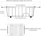 NiuYichee Stainless Steel Dish Drying Rack(15" L X 12.6" W X 4.7" H), Expandable Fruit & Vegetable Drain Rack Over Sink, Dish Drainer Rack in Sink, with Utensil Holder & Silicone Mat(16") - Image 2