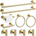10 Pieces Brushed Gold Bathroom Hardware Towel Bar Set for Bathroom Wall, 23.6Inch Bathroom Accessories Set Upgraded Bathroom Towel Holder, Stainless Steel Towel Racks Bathroom Wall Mounted by SOAEZ