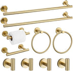 10 Pieces Brushed Gold Bathroom Hardware Towel Bar Set for Bathroom Wall, 23.6Inch Bathroom Accessories Set Upgraded Bathroom Towel Holder, Stainless Steel Towel Racks Bathroom Wall Mounted by SOAEZ