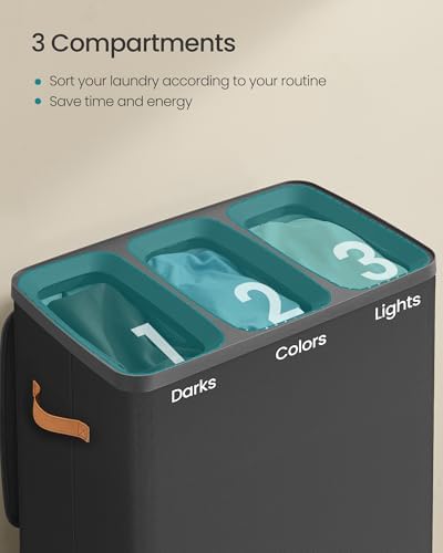 SONGMICS Laundry Basket, 190L Laundry Hamper with Lid, 3 Removable Bags - Image 3