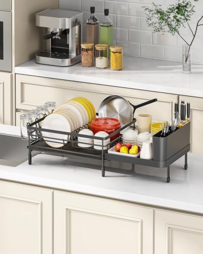 TOOLF Extendable Dish Drying Rack for Kitchen Counter, Black - Image 7