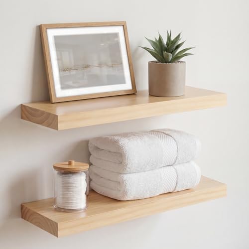 Homeforia 18 Inch Floating Shelves, High-End Solid Pine Wood, Set of 2 by Homeforia