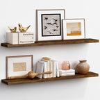 48 Inch Long Floating Shelves, Rustic Brown Wall Shelf for Living Room by Forbena