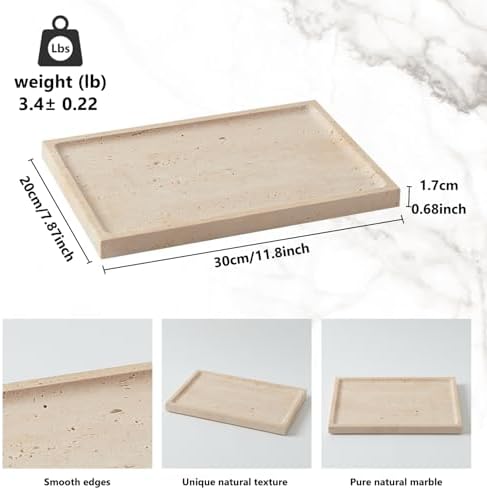 Real Luxurious Natural Marble Tray - 12x8 Inch Marble Vanity Tray - Image 2