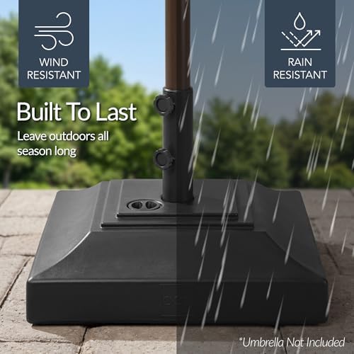 Best Choice Products Fillable Umbrella Base Stand Pyramid Design Plastic Patio Umbrella Base Stand, Pole Holder for Outdoor, Lawn w/ 55lbs Weight Capacity, Adjustment Knob - Black - Image 6